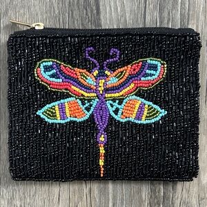 Beaded Zippered Dragonfly Coin Purse
